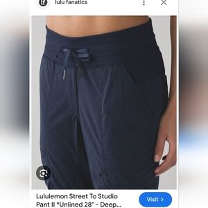 Lululemon Street to studio navy blue 28 inseam